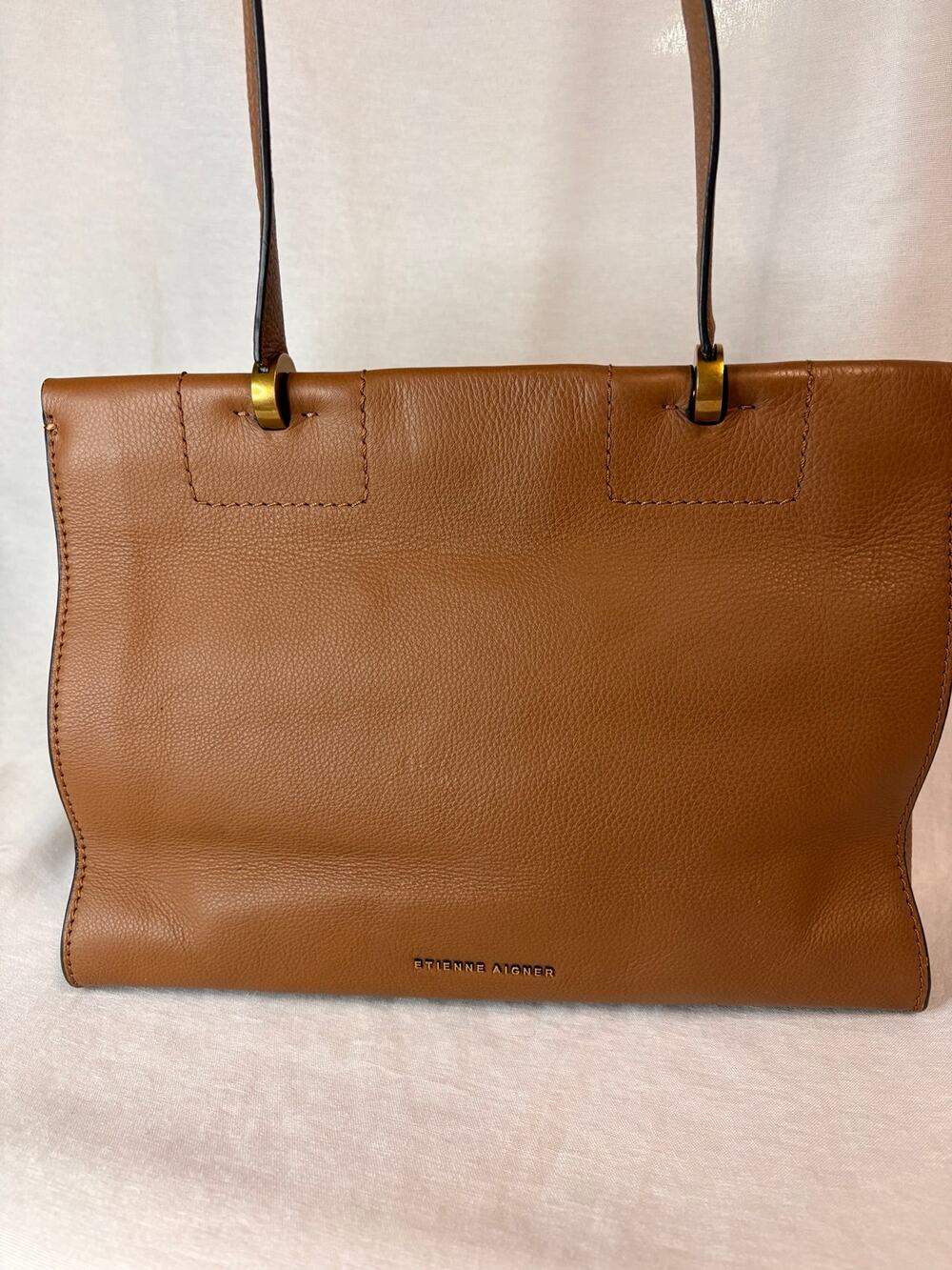 Etienne Aigner Colette Toffee Brown Pebbled Leather Tote Bag